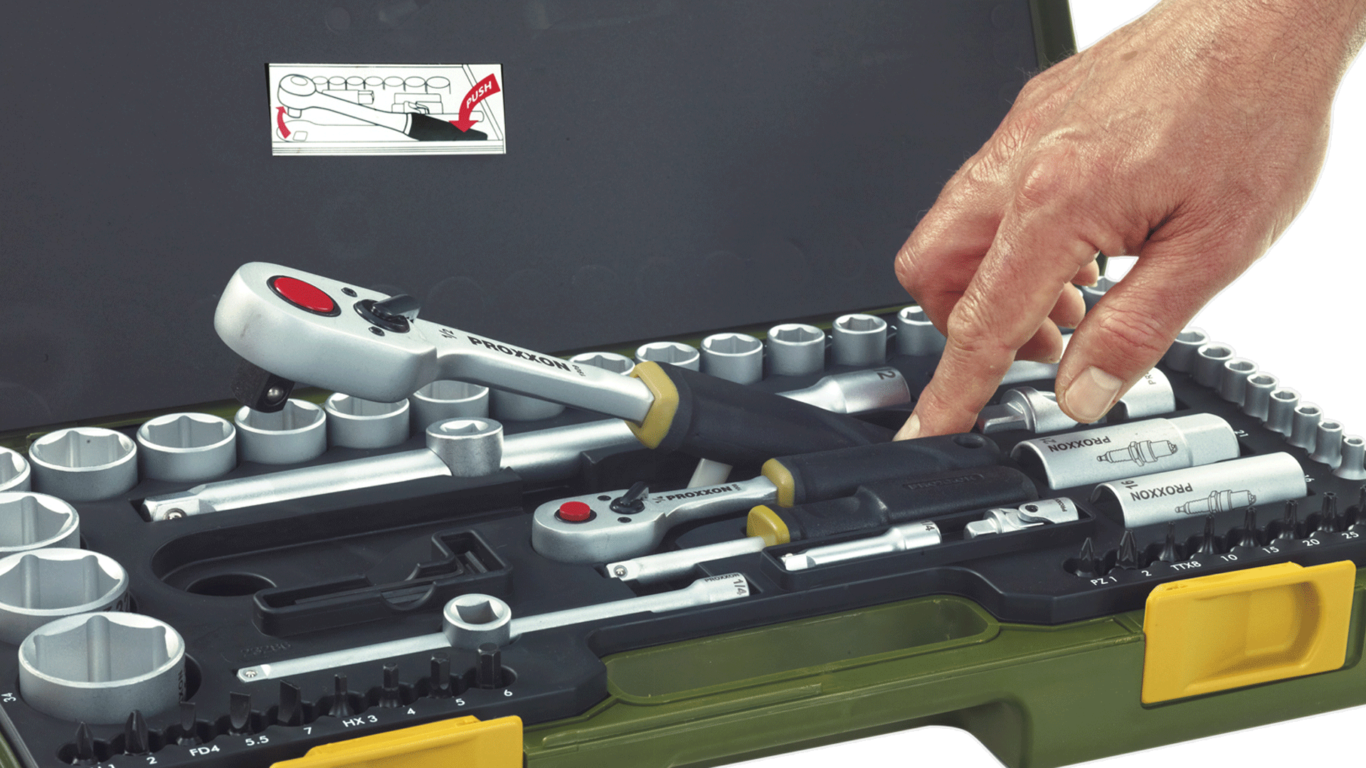 PROXXON 65-kos GARNITURA NASADNIH KLJUČEV 1/4, 1/2