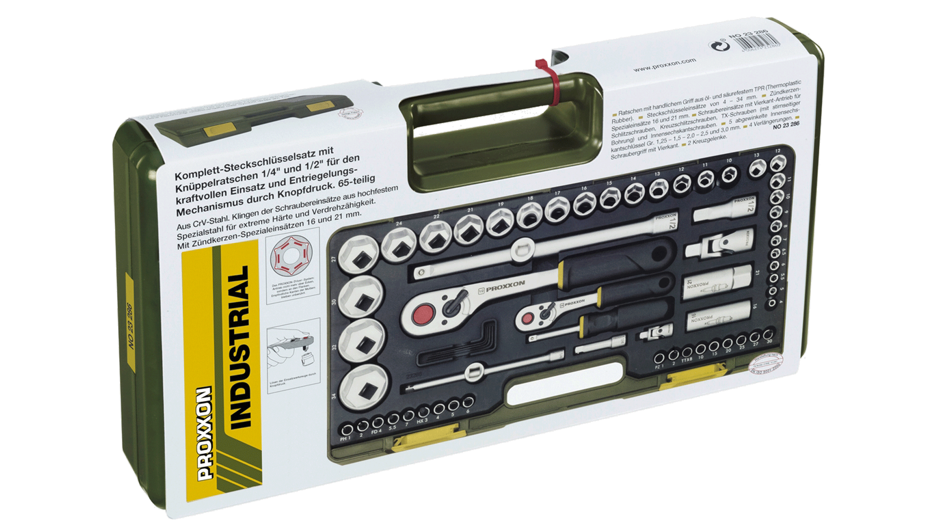 PROXXON 65-kos GARNITURA NASADNIH KLJUČEV 1/4, 1/2