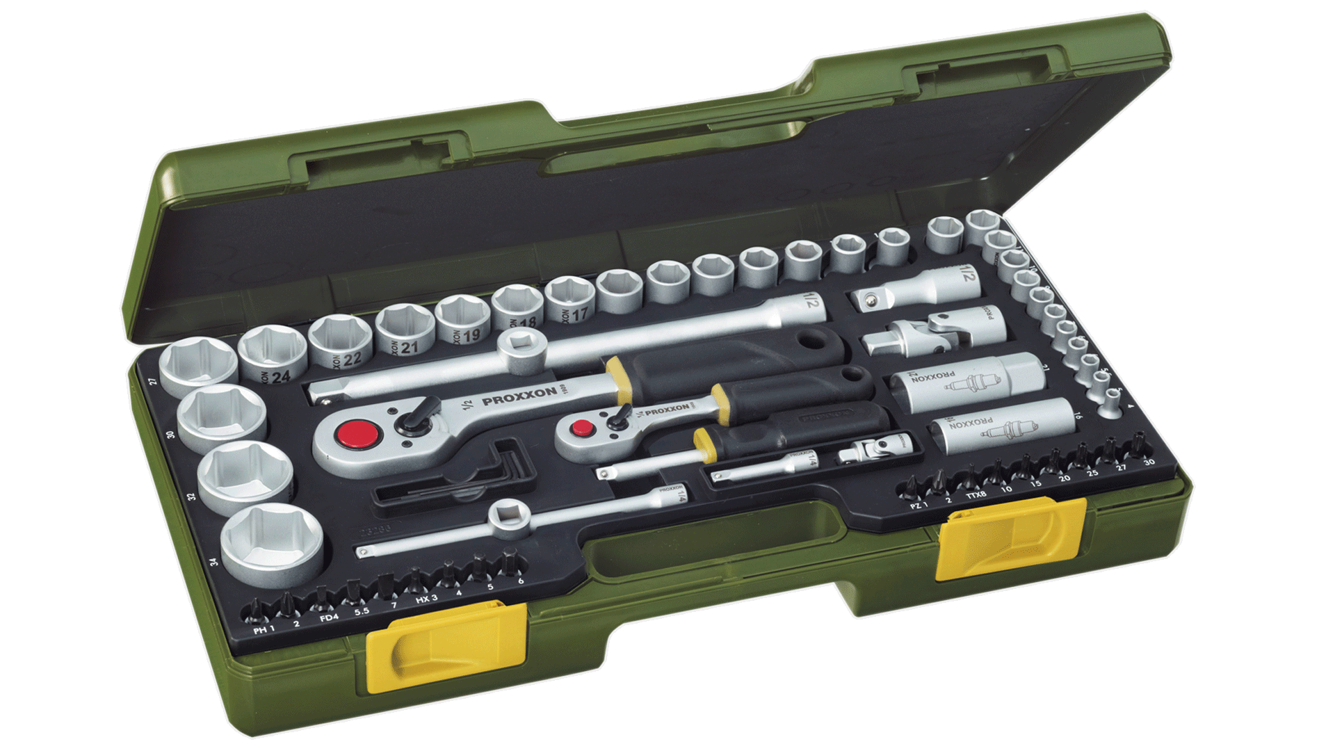 PROXXON 65-kos GARNITURA NASADNIH KLJUČEV 1/4, 1/2